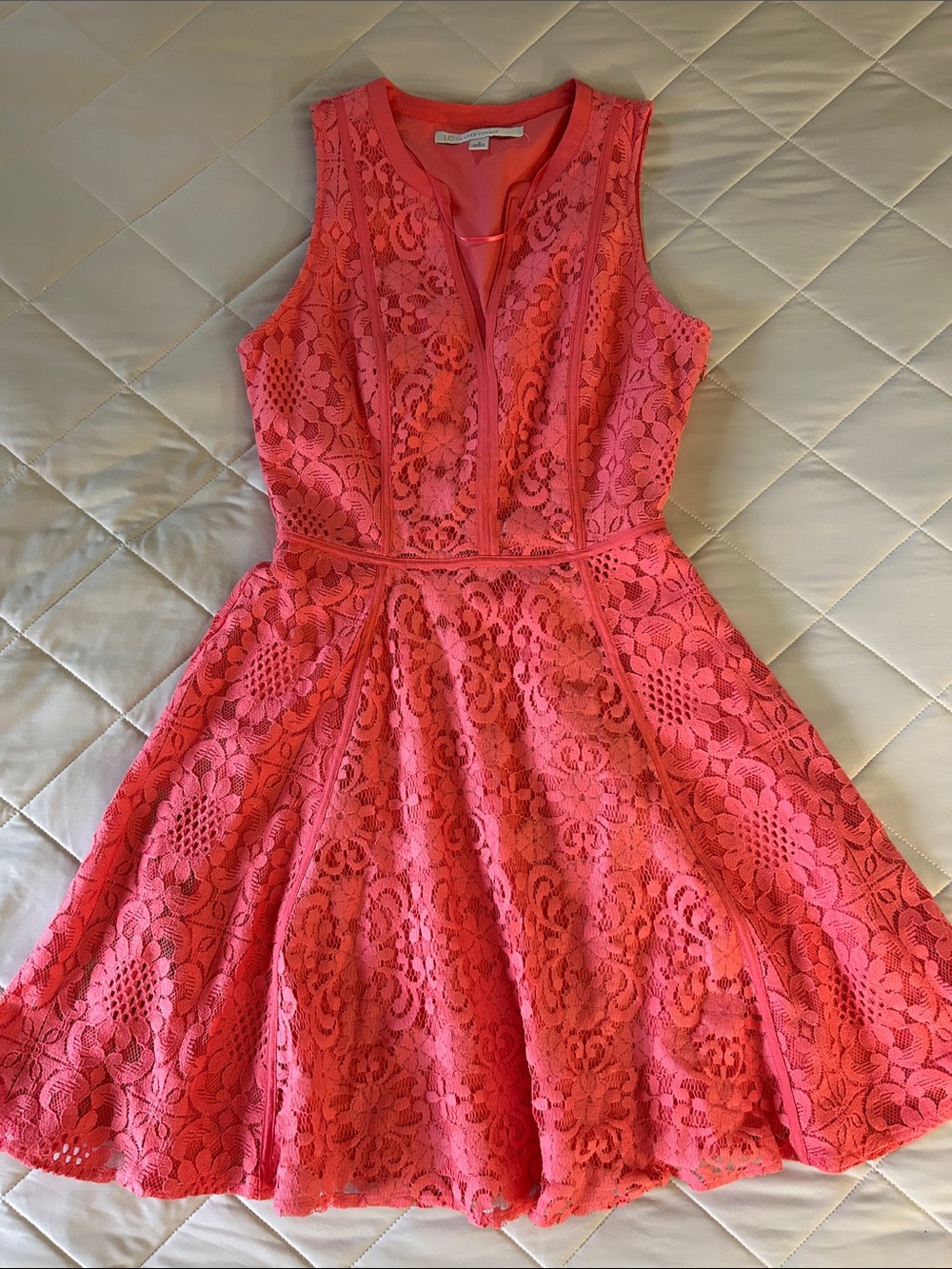 LC Lauren Conrad Coral Lace A-Line Mini Dress